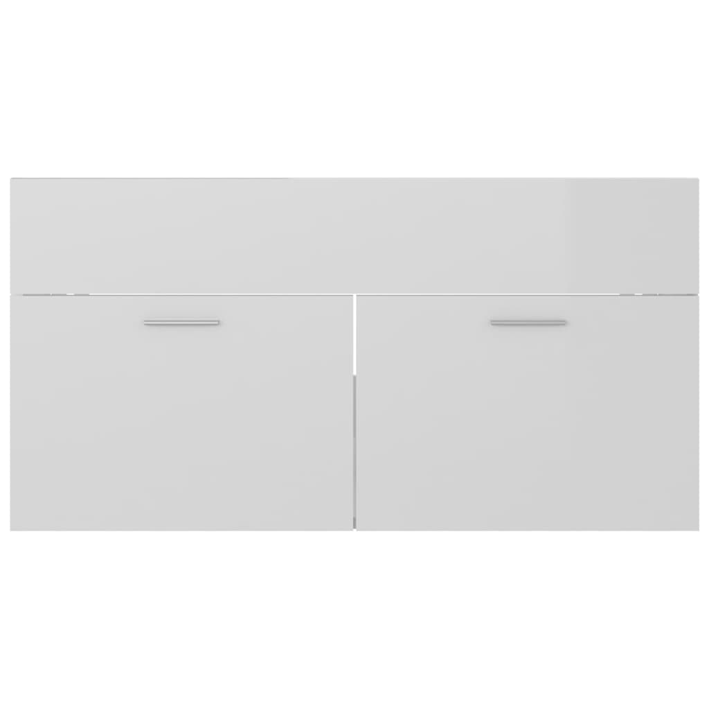 vidaXL Bathroom Furniture Set High Gloss White Engineered Wood