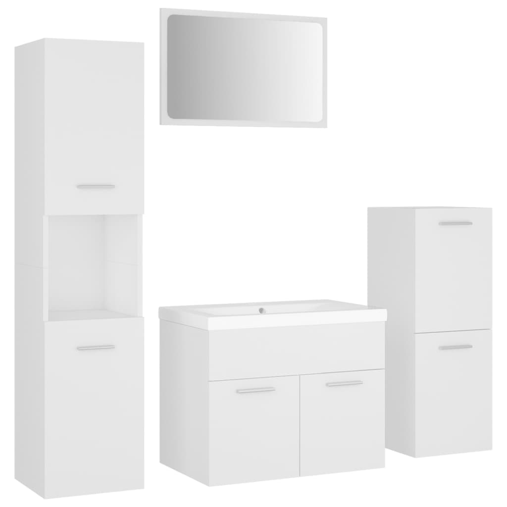 vidaXL Bathroom Furniture Set White Engineered Wood