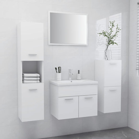 vidaXL Bathroom Furniture Set White Engineered Wood