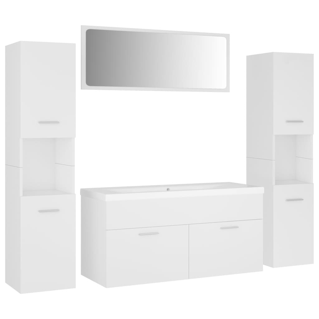 vidaXL Bathroom Furniture Set White Engineered Wood