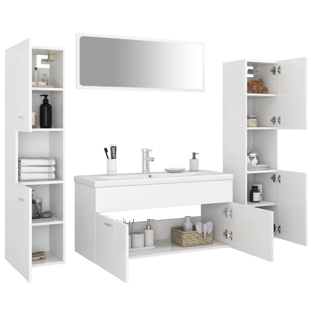 vidaXL Bathroom Furniture Set White Engineered Wood