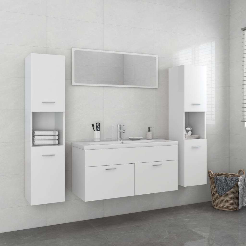 vidaXL Bathroom Furniture Set White Engineered Wood