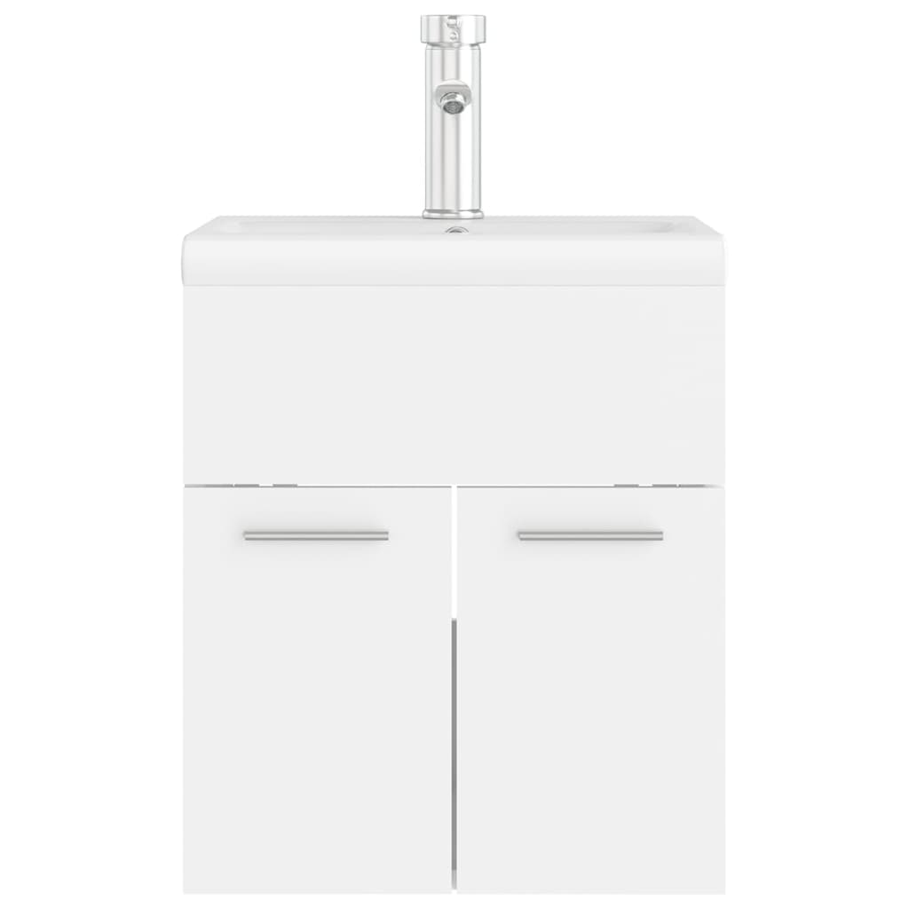 Sink Cabinet with Built-in Basin White Engineered Wood