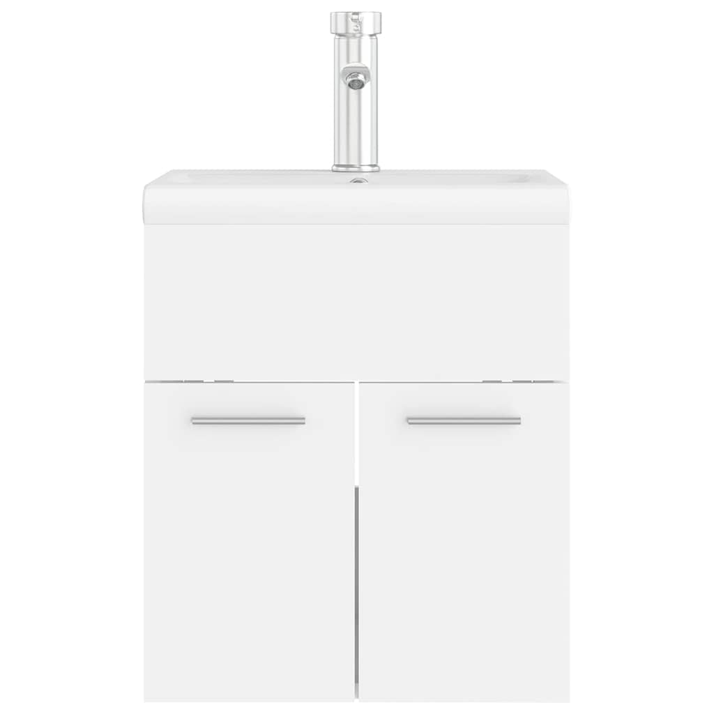 Sink Cabinet with Built-in Basin White Engineered Wood