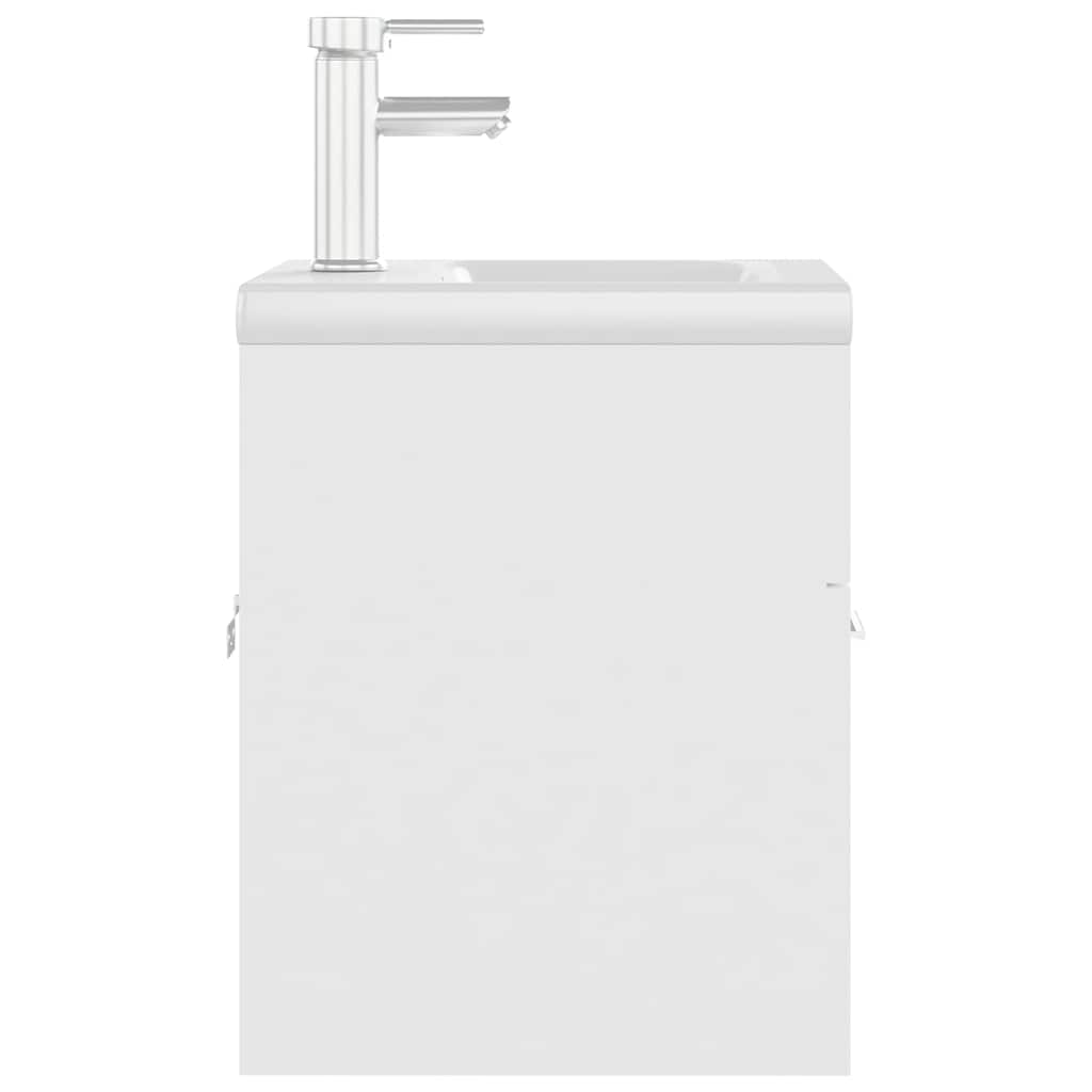 Sink Cabinet with Built-in Basin White Engineered Wood