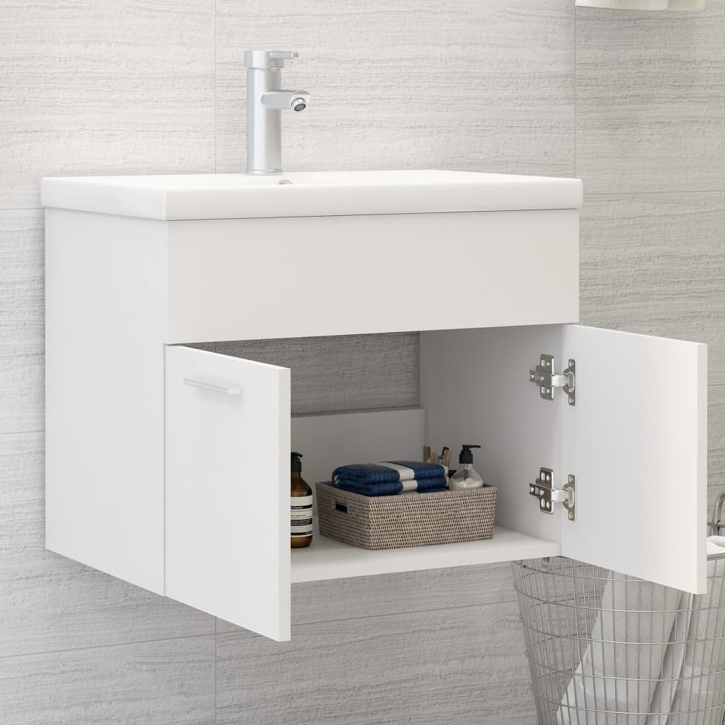 vidaXL Sink Cabinet with Built-in Basin White Engineered Wood