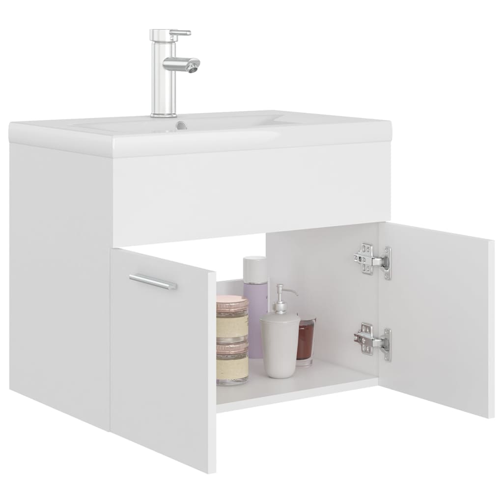 vidaXL Sink Cabinet with Built-in Basin White Engineered Wood