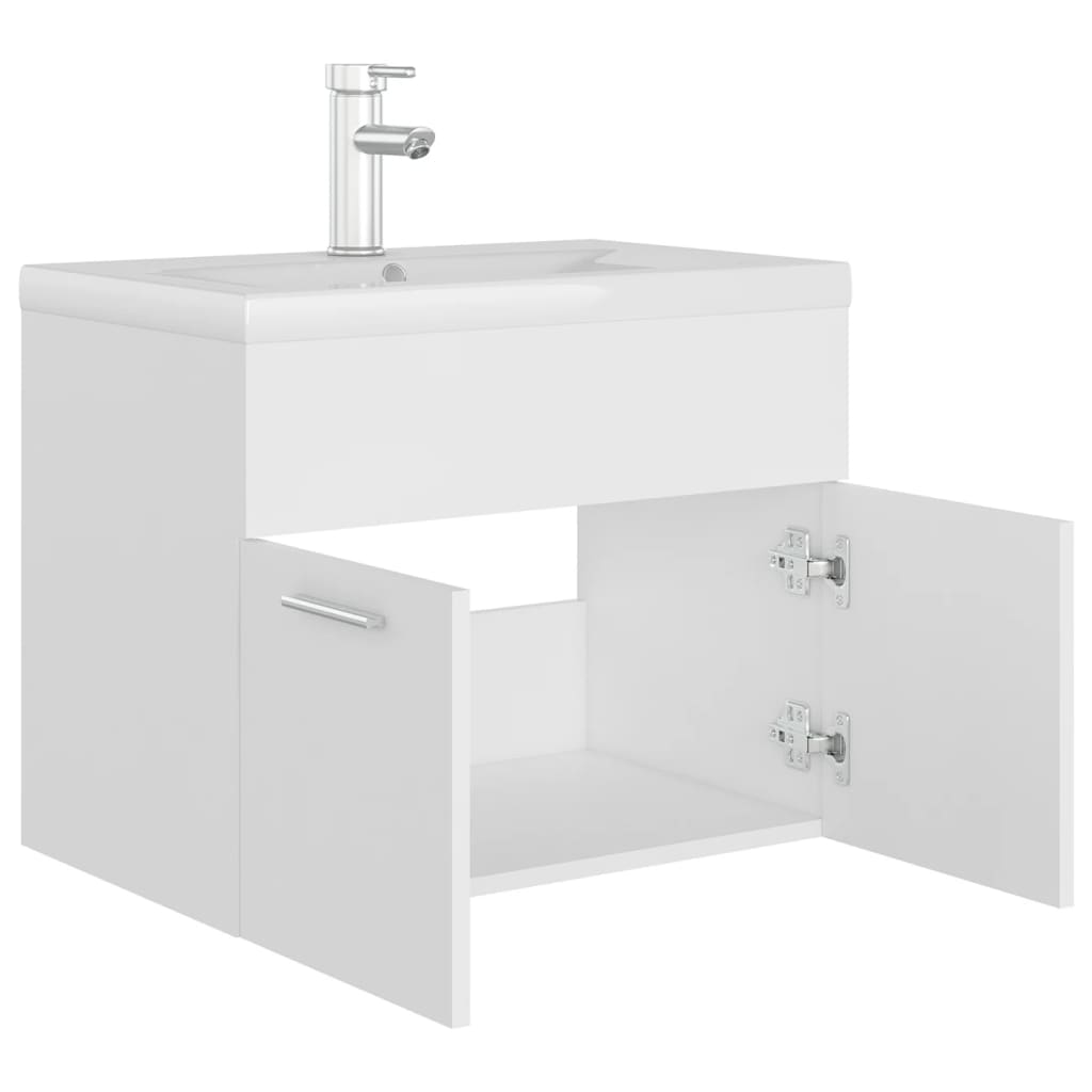 vidaXL Sink Cabinet with Built-in Basin White Engineered Wood