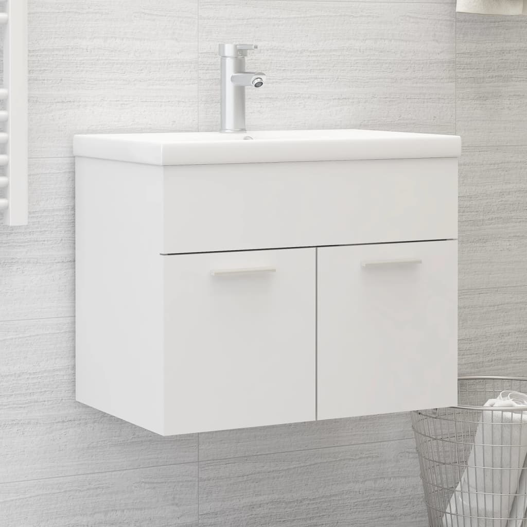 vidaXL Sink Cabinet with Built-in Basin White Engineered Wood