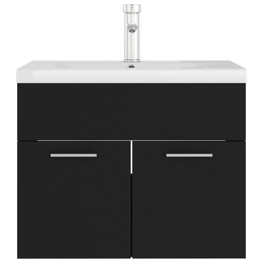 vidaXL Sink Cabinet with Built-in Basin Black Engineered Wood