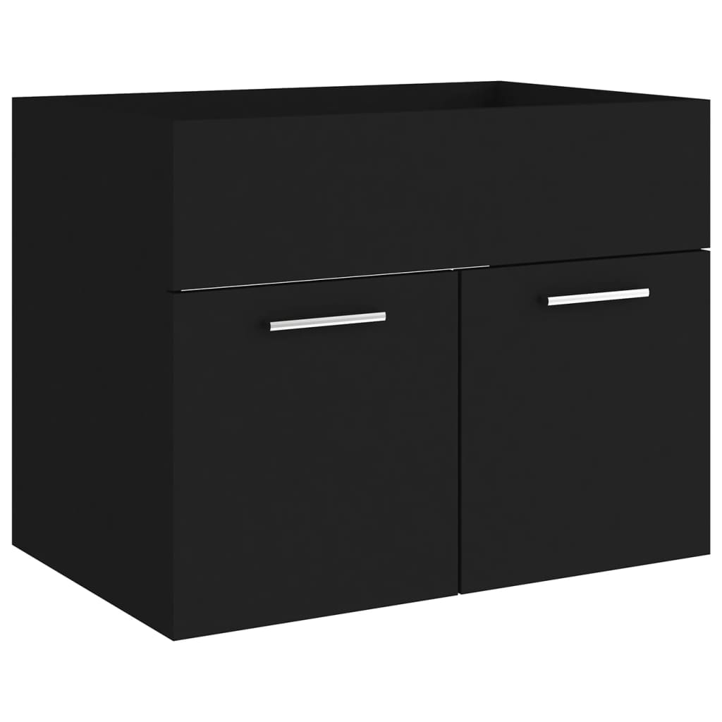 vidaXL Sink Cabinet with Built-in Basin Black Engineered Wood