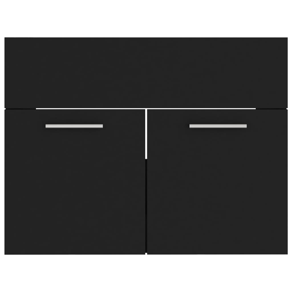 vidaXL Sink Cabinet with Built-in Basin Black Engineered Wood