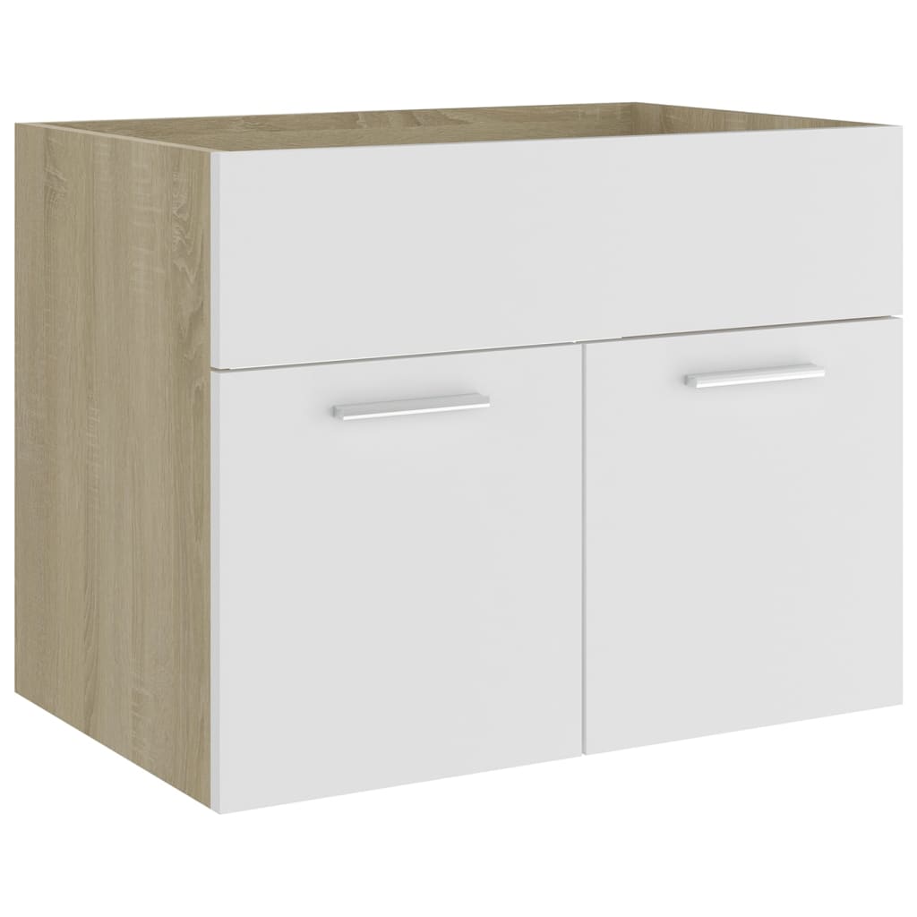 vidaXL Sink Cabinet with Built-in Basin White and Sonoma Oak Engineered Wood