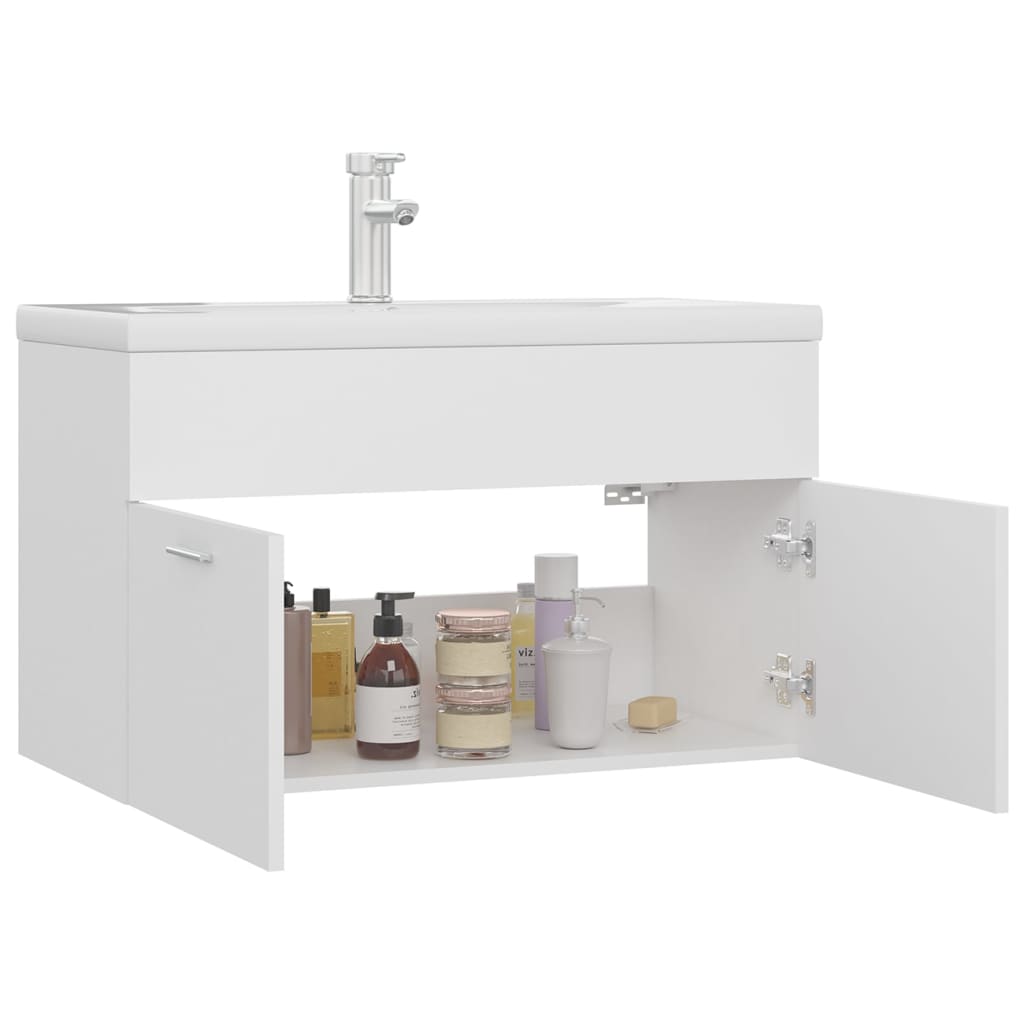 vidaXL Sink Cabinet with Built-in Basin White Engineered Wood