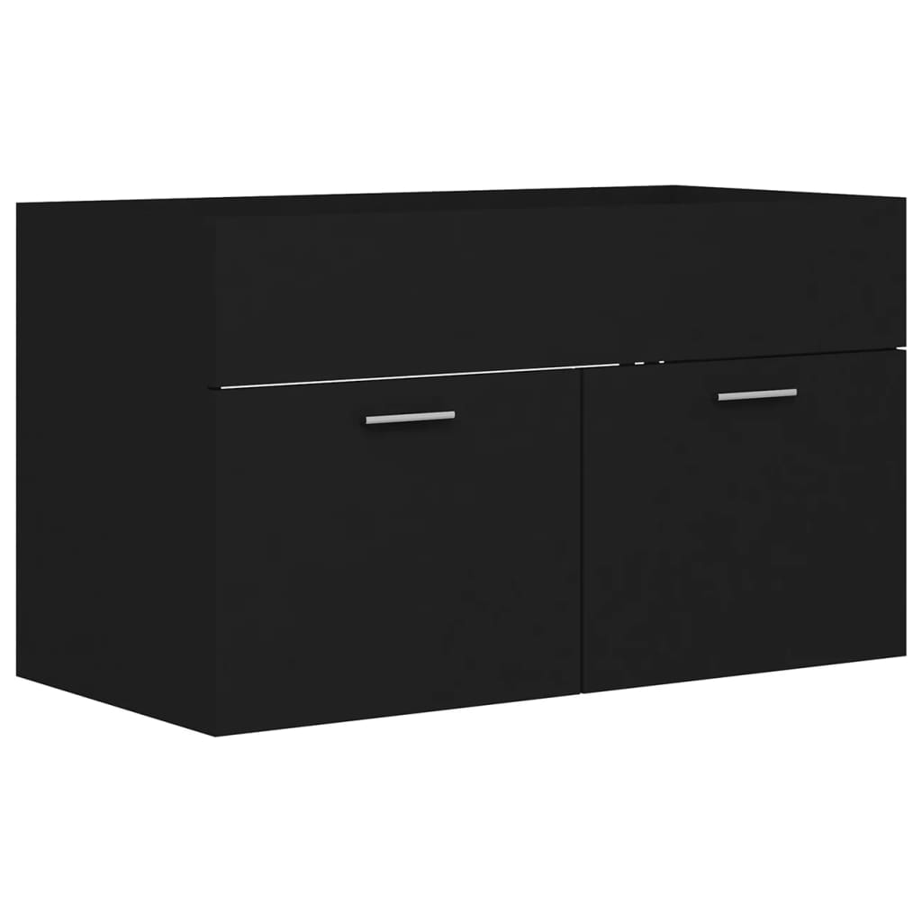 vidaXL Sink Cabinet with Built-in Basin Black Engineered Wood