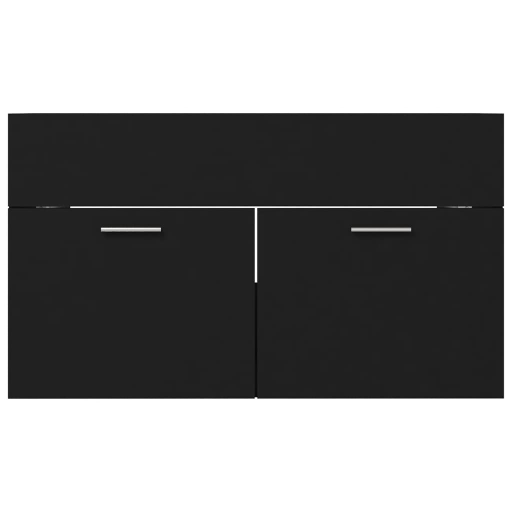 vidaXL Sink Cabinet with Built-in Basin Black Engineered Wood