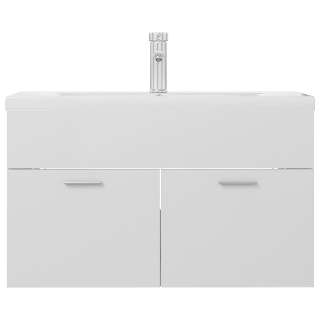 vidaXL Sink Cabinet with Built-in Basin High Gloss White Engineered Wood