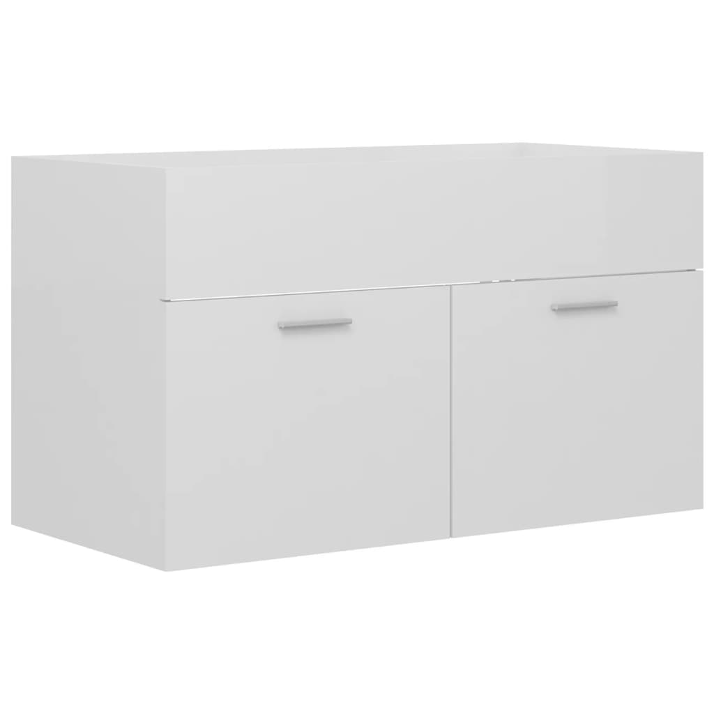 vidaXL Sink Cabinet with Built-in Basin High Gloss White Engineered Wood