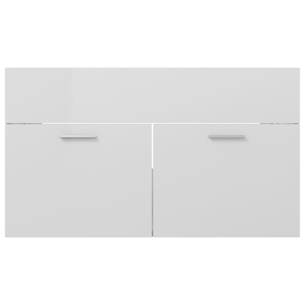 vidaXL Sink Cabinet with Built-in Basin High Gloss White Engineered Wood