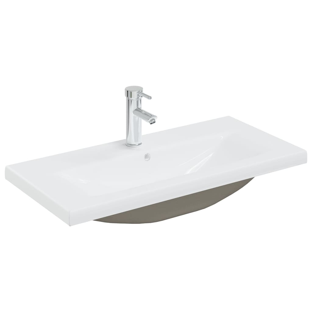 vidaXL Sink Cabinet with Built-in Basin High Gloss White Engineered Wood