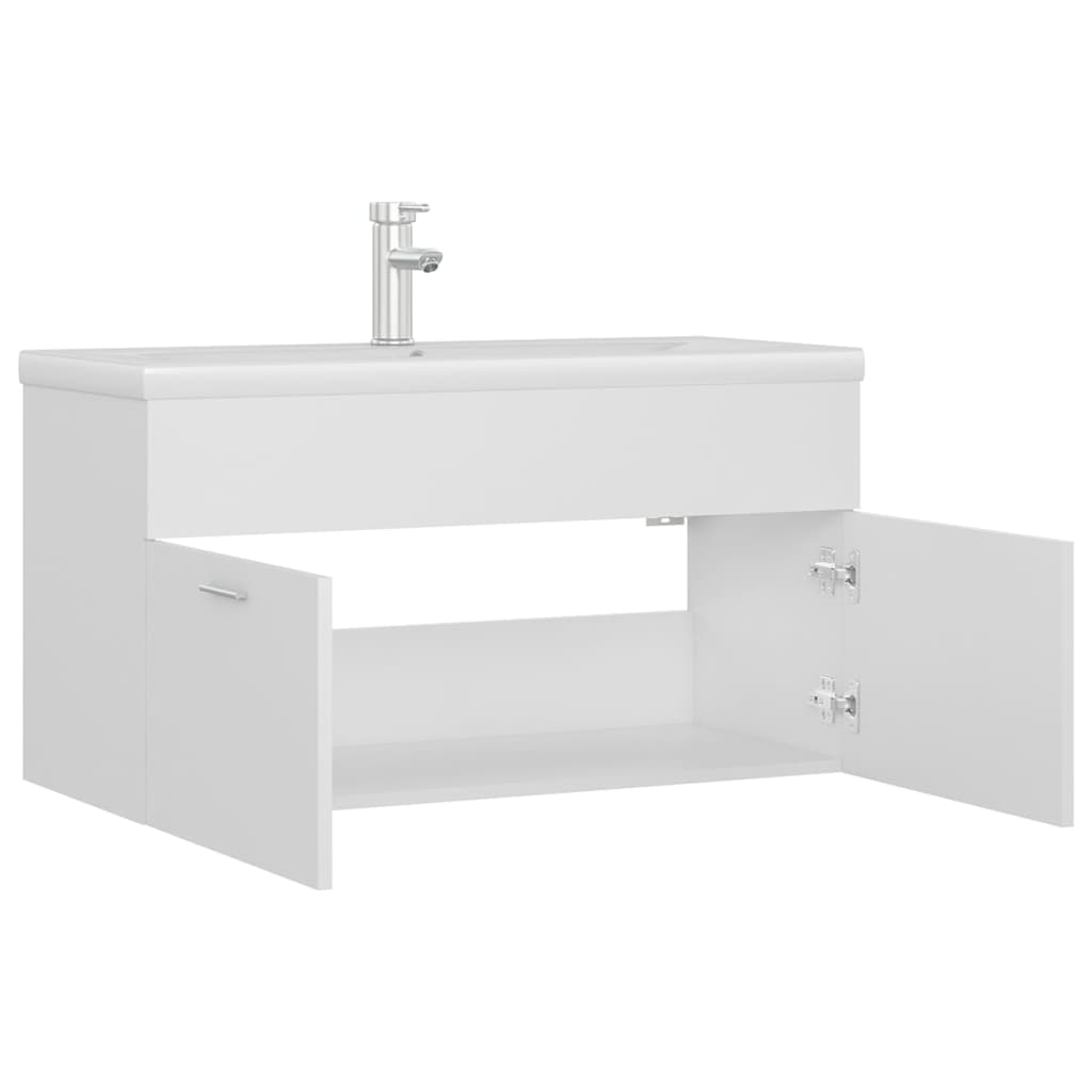 vidaXL Sink Cabinet with Built-in Basin White Engineered Wood