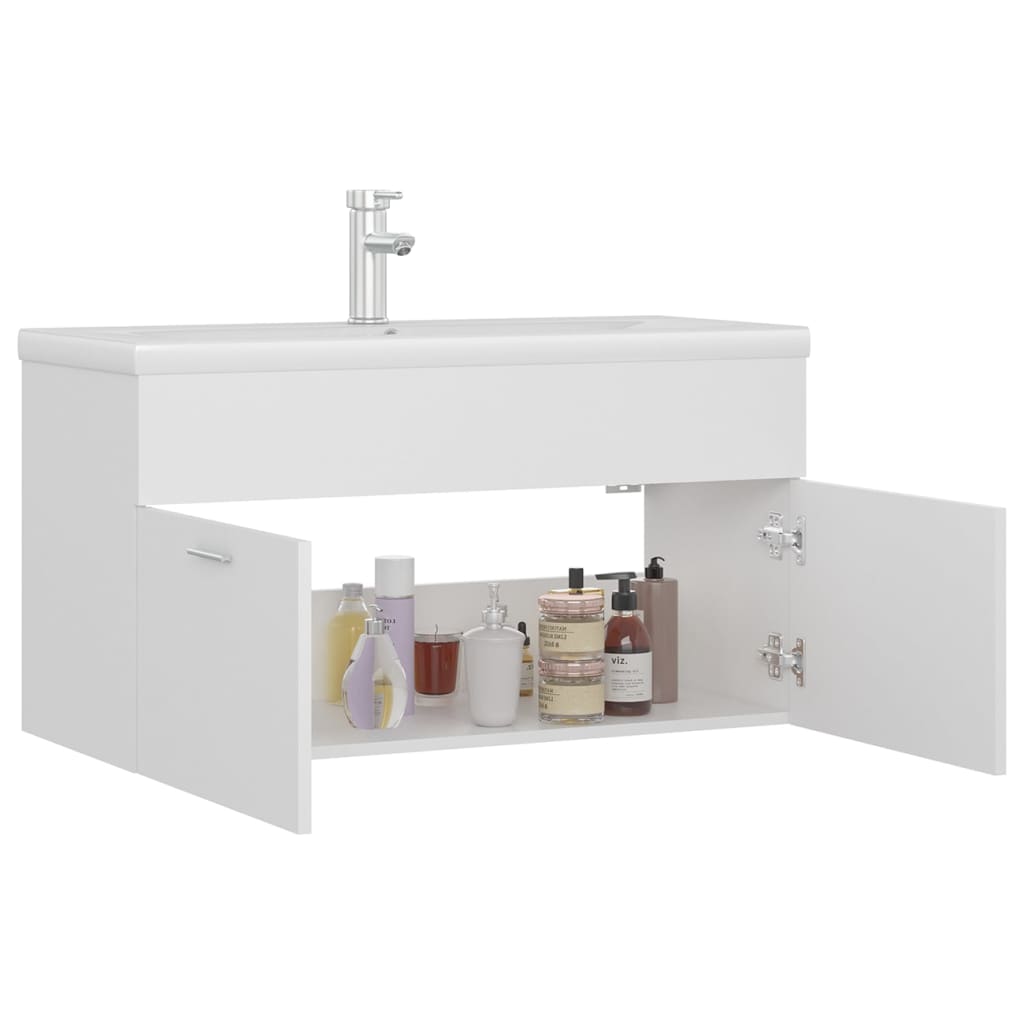 vidaXL Sink Cabinet with Built-in Basin White Engineered Wood