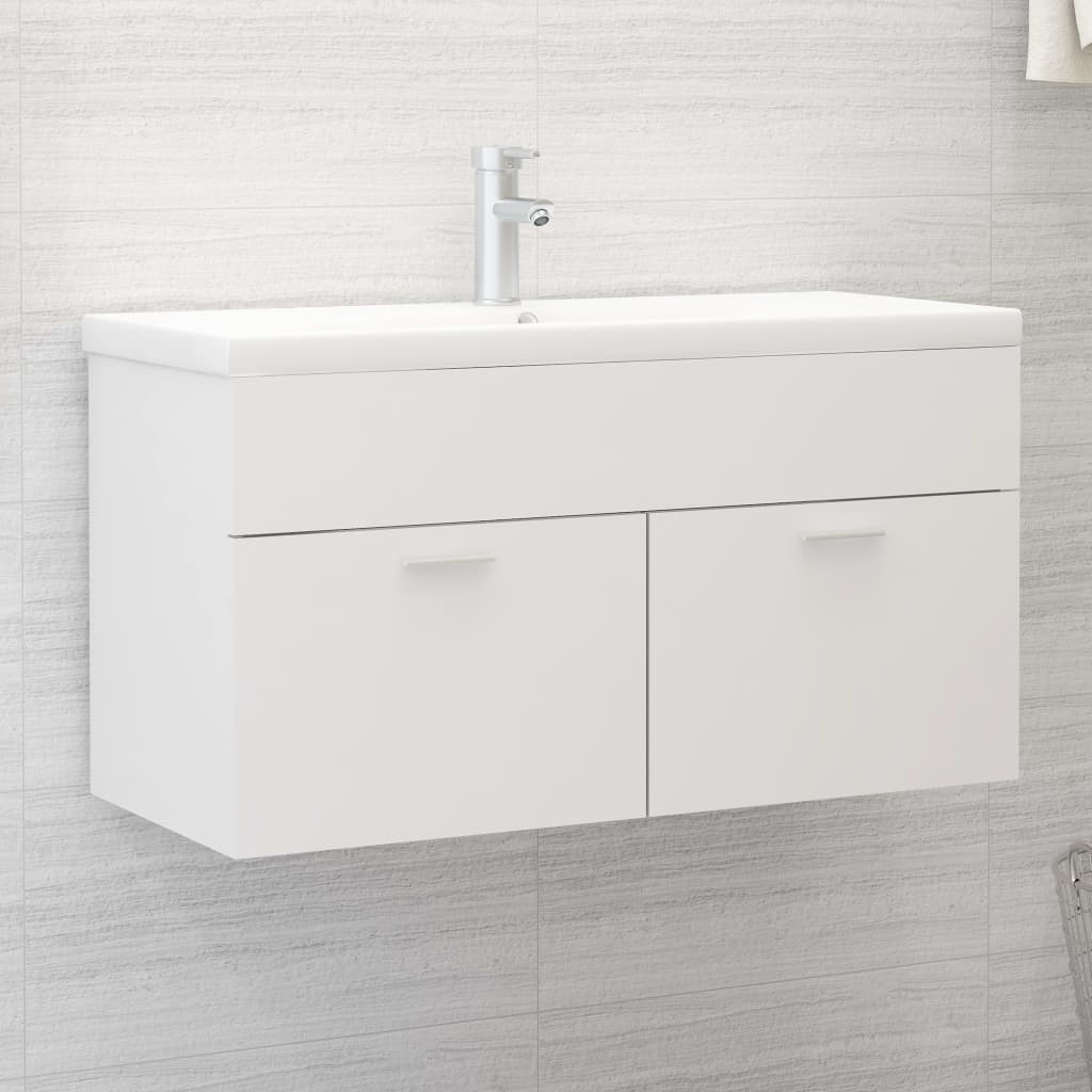 vidaXL Sink Cabinet with Built-in Basin White Engineered Wood