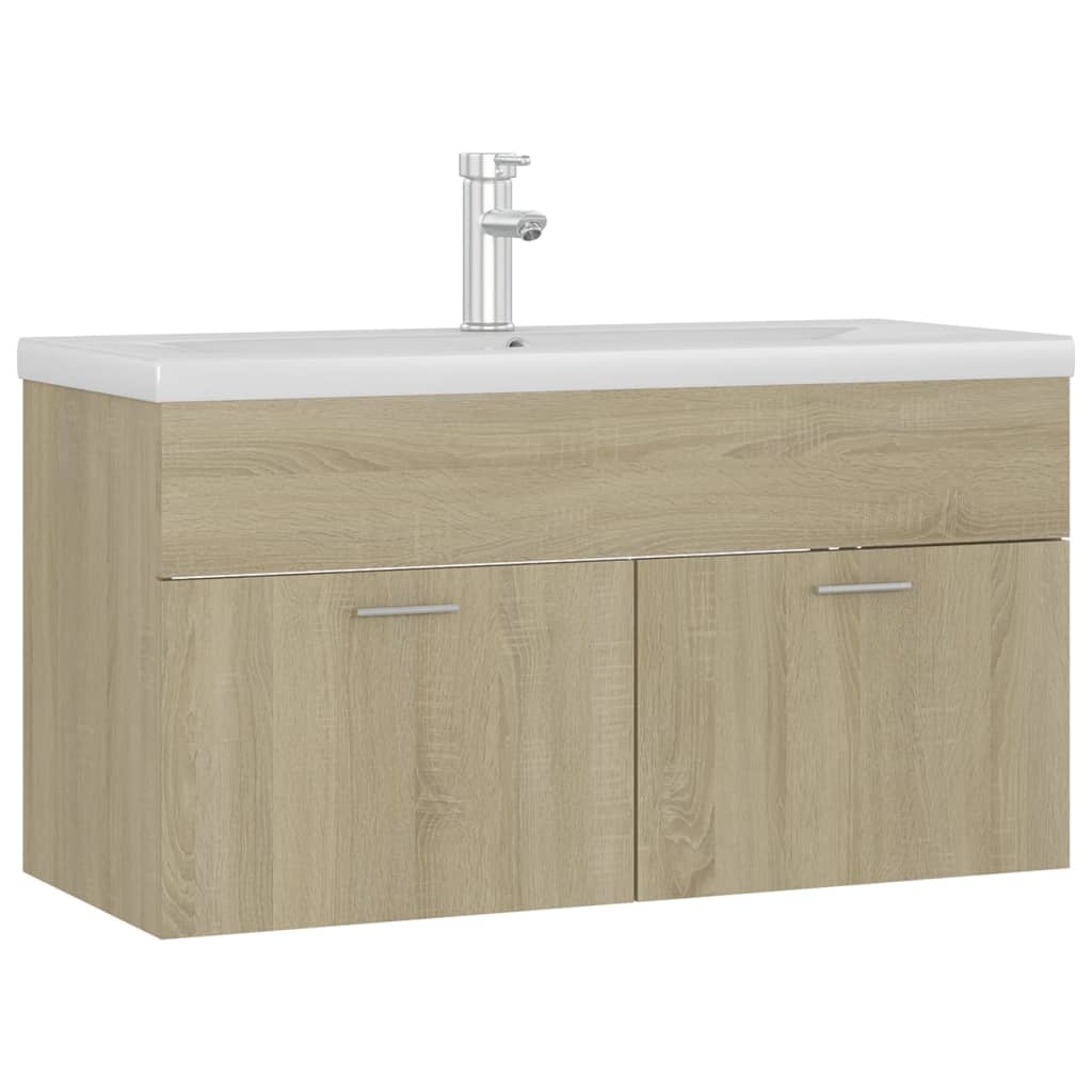 vidaXL Sink Cabinet with Built-in Basin Sonoma Oak Engineered Wood