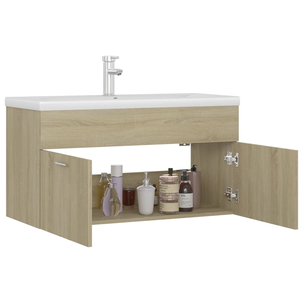 vidaXL Sink Cabinet with Built-in Basin Sonoma Oak Engineered Wood