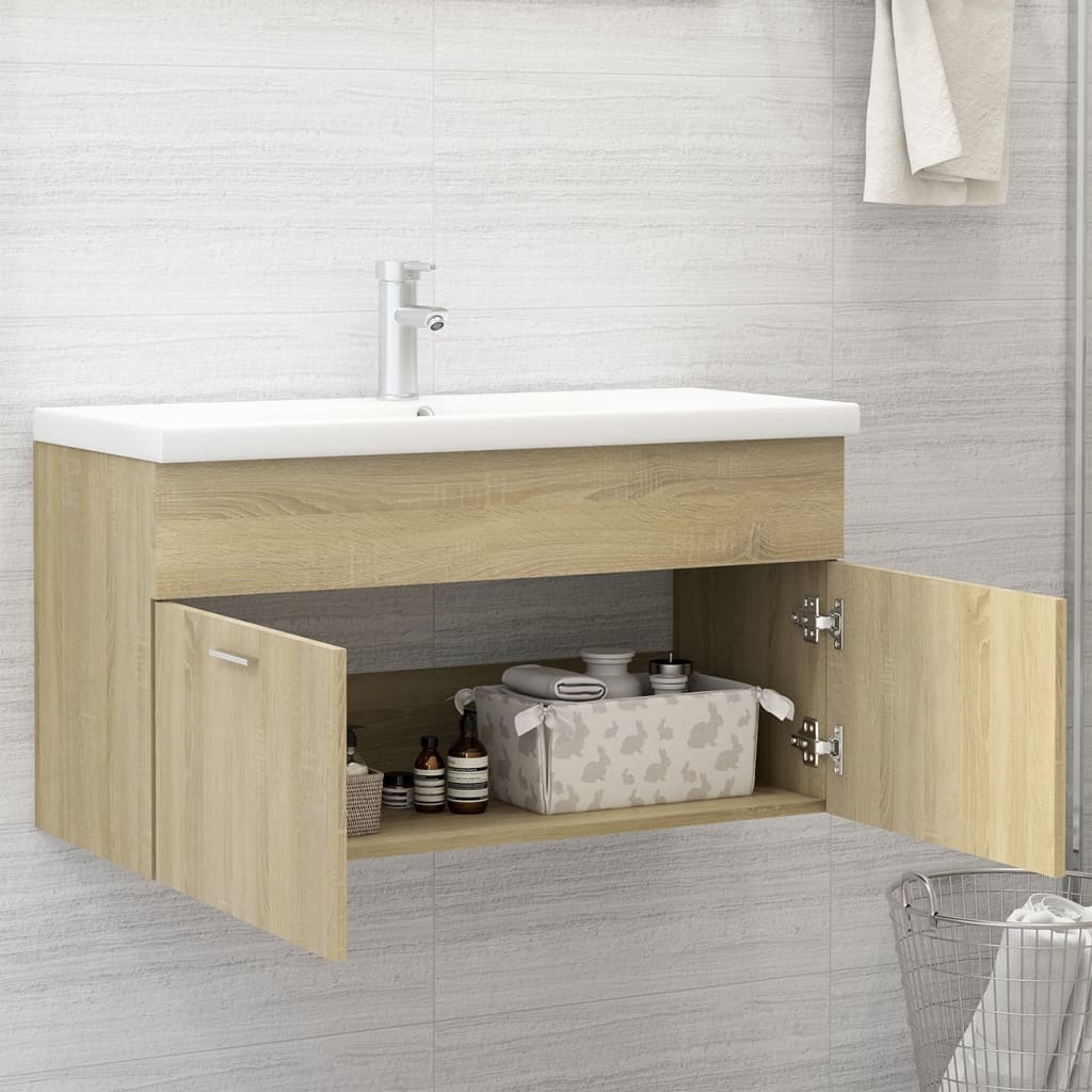 vidaXL Sink Cabinet with Built-in Basin Sonoma Oak Engineered Wood