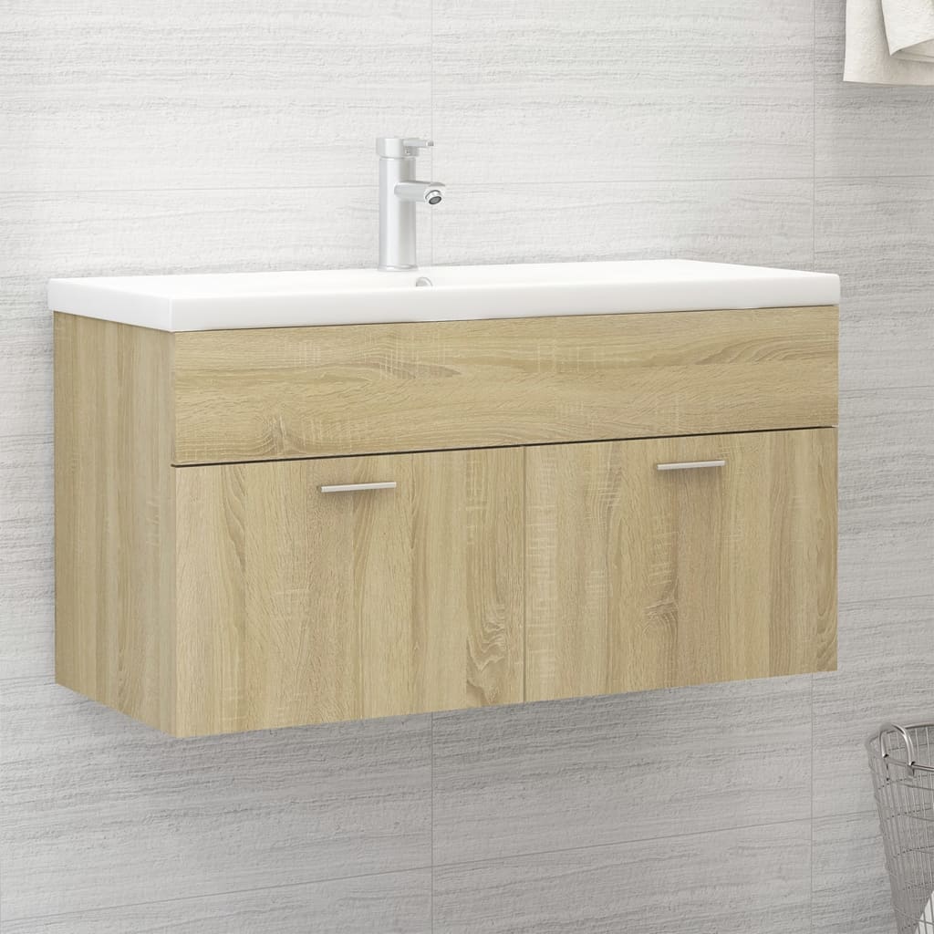 vidaXL Sink Cabinet with Built-in Basin Sonoma Oak Engineered Wood