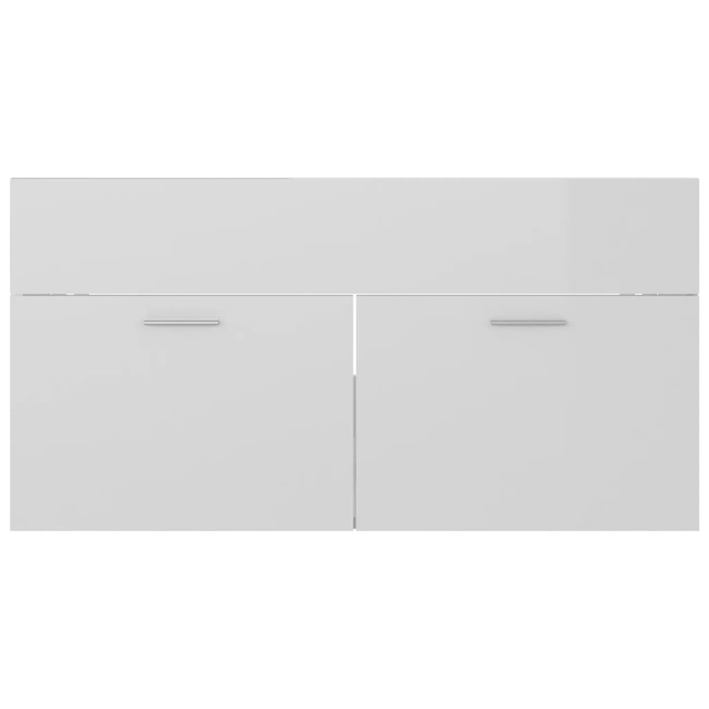 vidaXL Sink Cabinet with Built-in Basin High Gloss White Engineered Wood