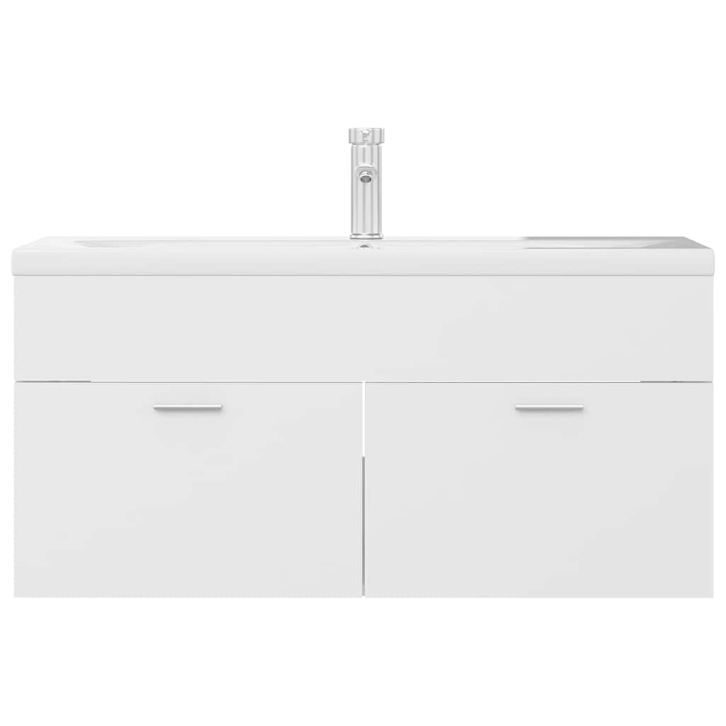 Sink Cabinet with Built-in Basin White Engineered Wood