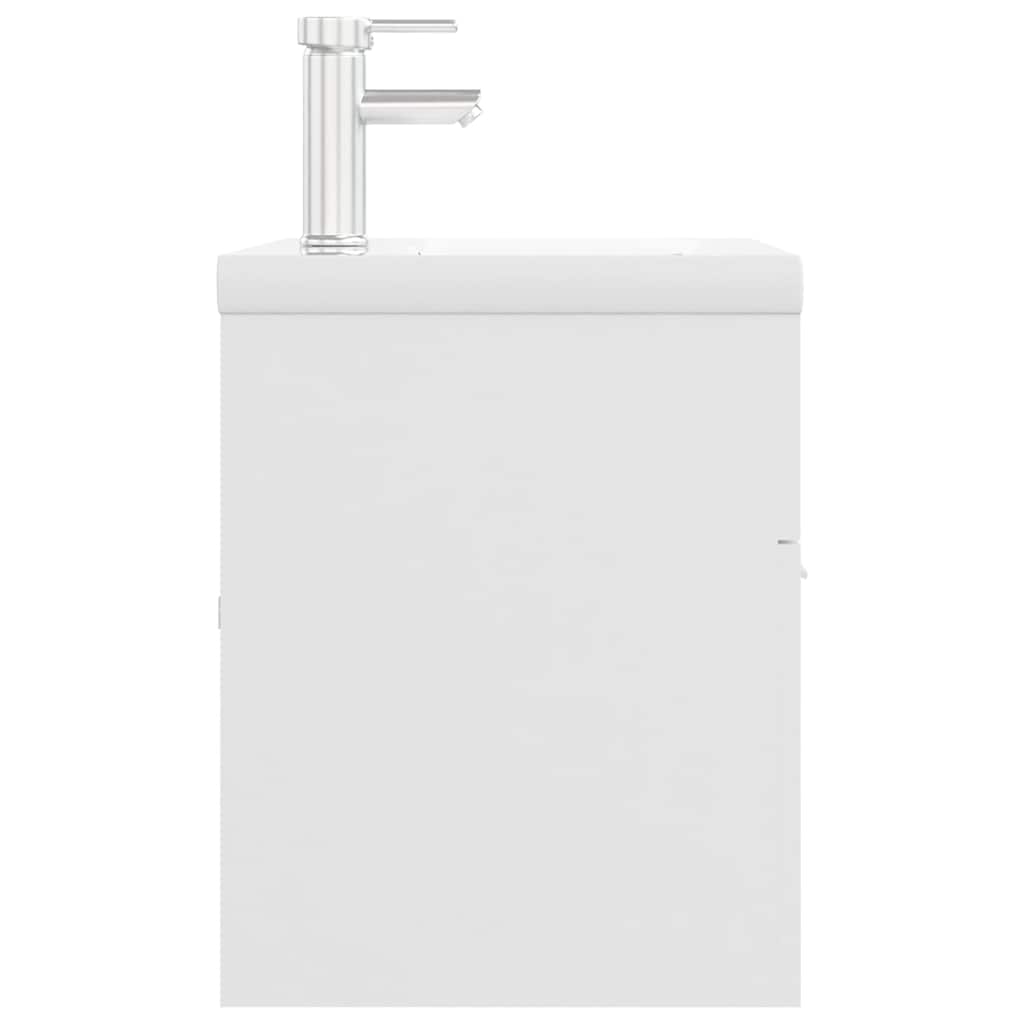 Sink Cabinet with Built-in Basin White Engineered Wood
