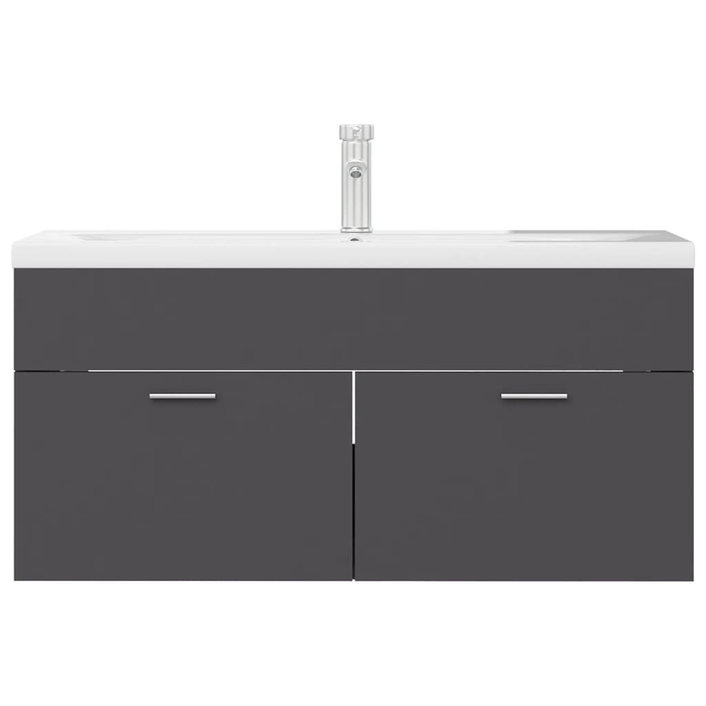 vidaXL Sink Cabinet with Built-in Basin Grey Engineered Wood