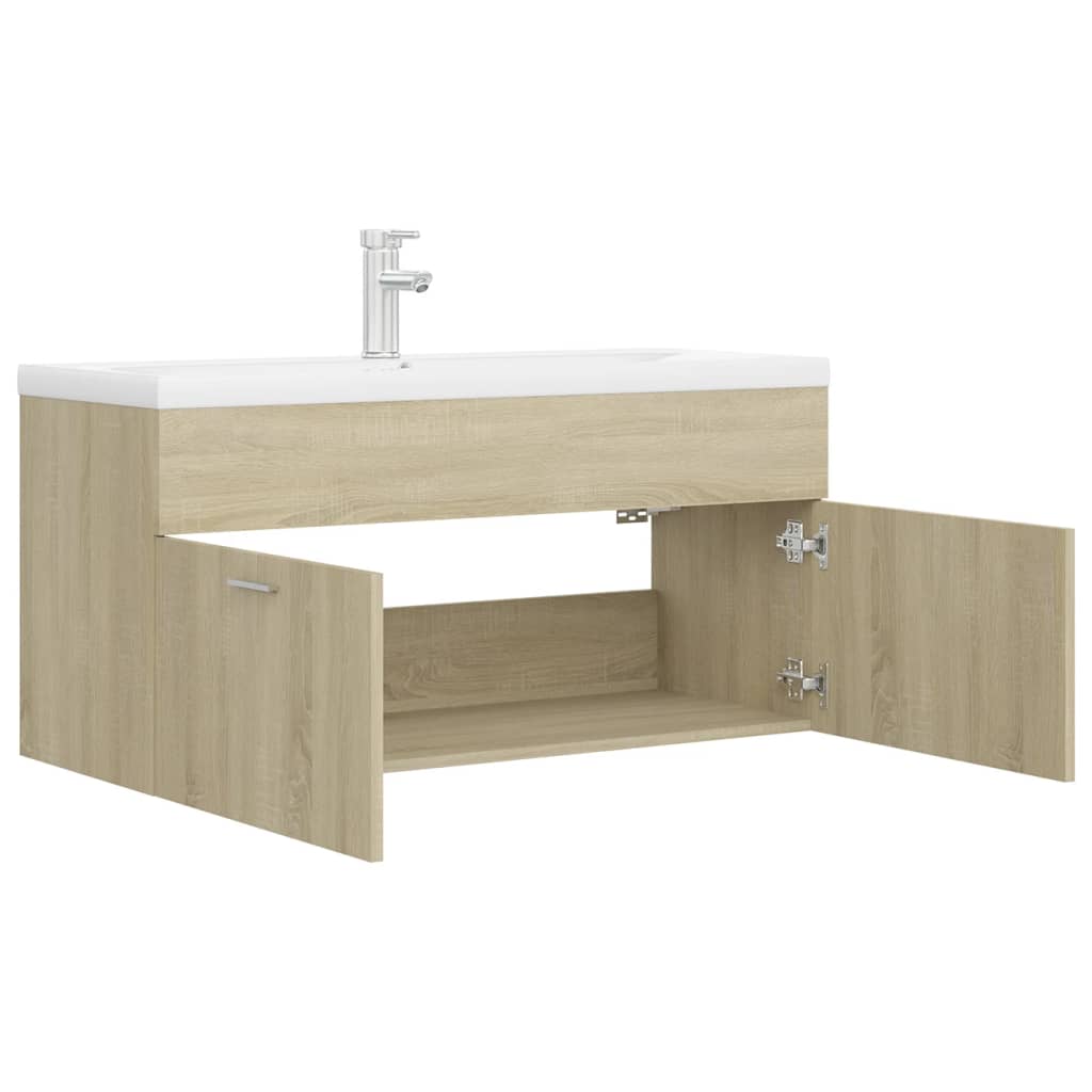 vidaXL Sink Cabinet with Built-in Basin Sonoma Oak Engineered Wood