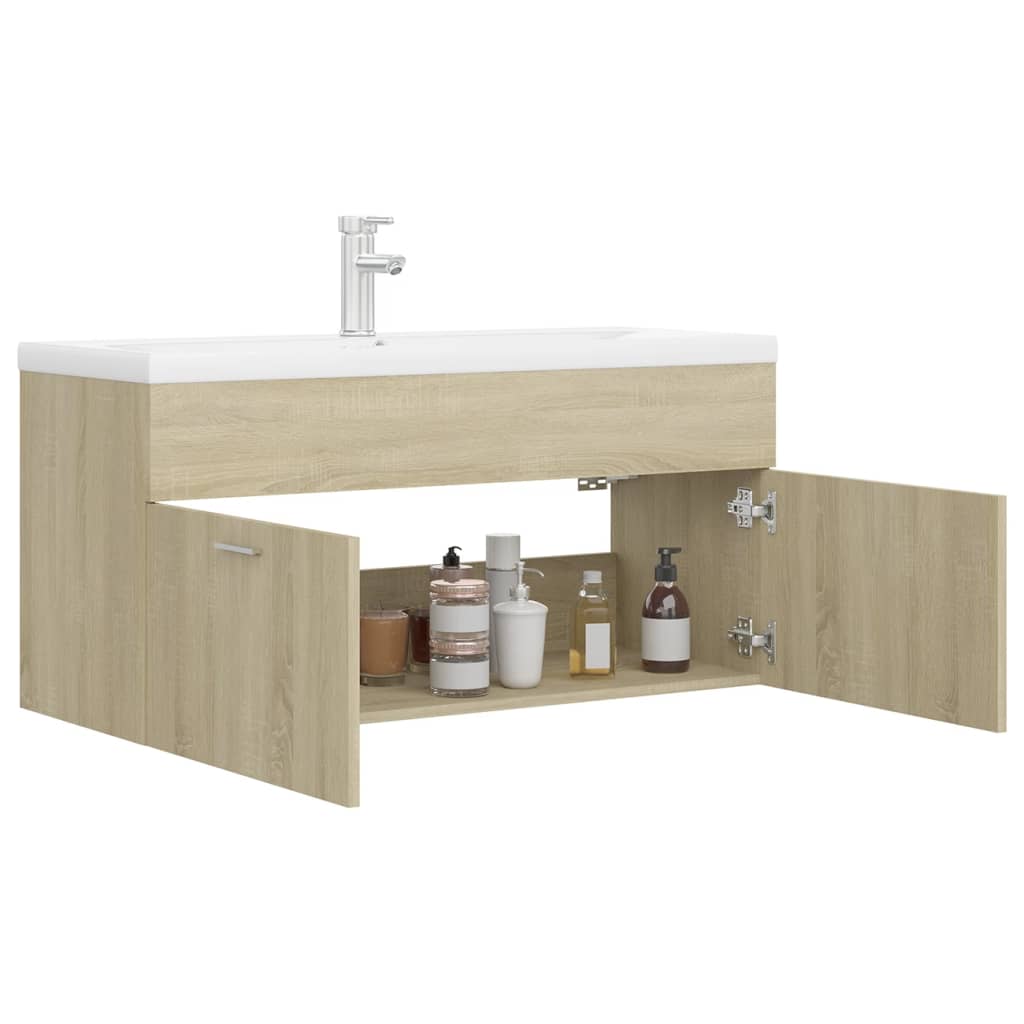 vidaXL Sink Cabinet with Built-in Basin Sonoma Oak Engineered Wood