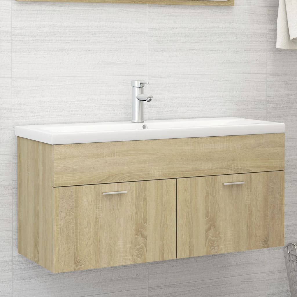 vidaXL Sink Cabinet with Built-in Basin Sonoma Oak Engineered Wood