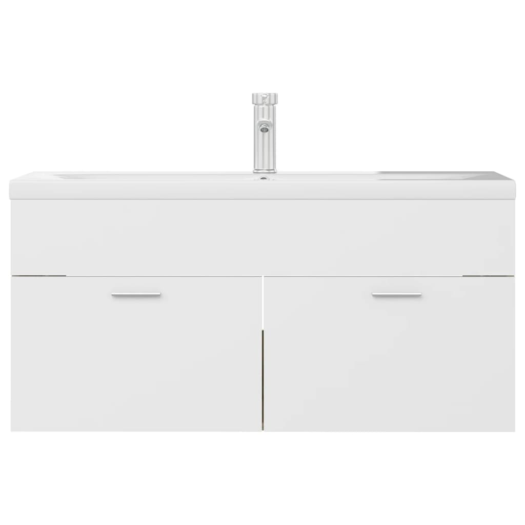 vidaXL Sink Cabinet with Built-in Basin White and Sonoma Oak Engineered Wood