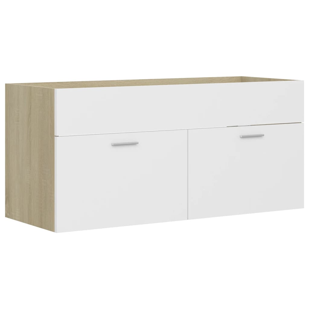 vidaXL Sink Cabinet with Built-in Basin White and Sonoma Oak Engineered Wood