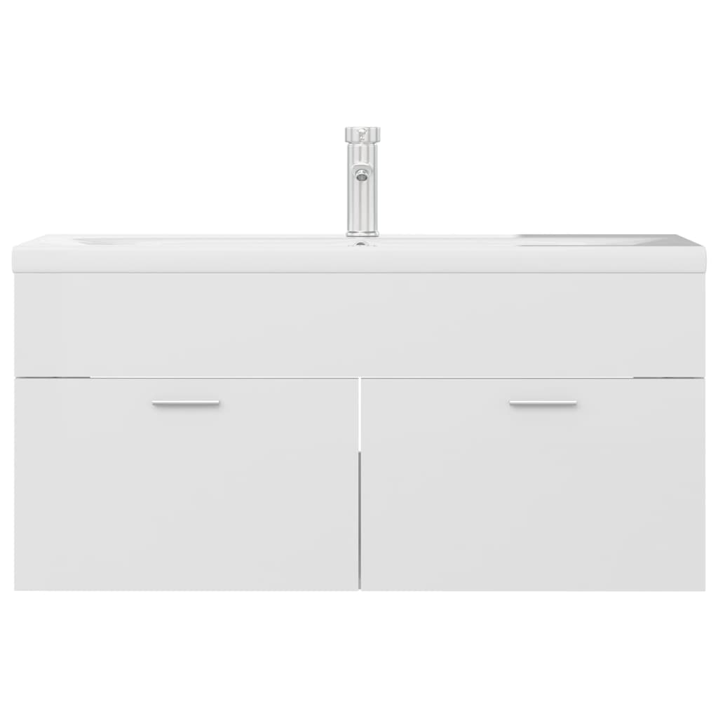 vidaXL Sink Cabinet with Built-in Basin High Gloss White Engineered Wood