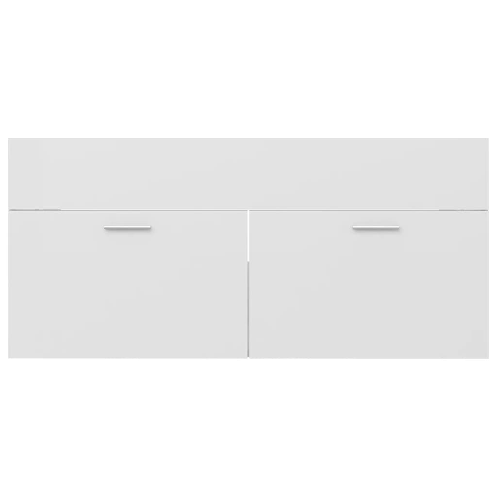 vidaXL Sink Cabinet with Built-in Basin High Gloss White Engineered Wood