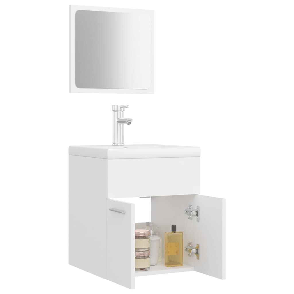 Bathroom Furniture Set | White | Engineered wood, Ceramic | Compact