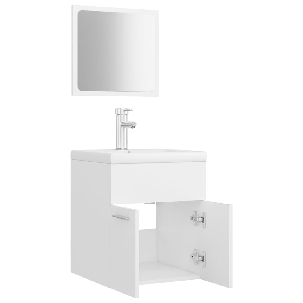 Bathroom Furniture Set | White | Engineered wood, Ceramic | Compact