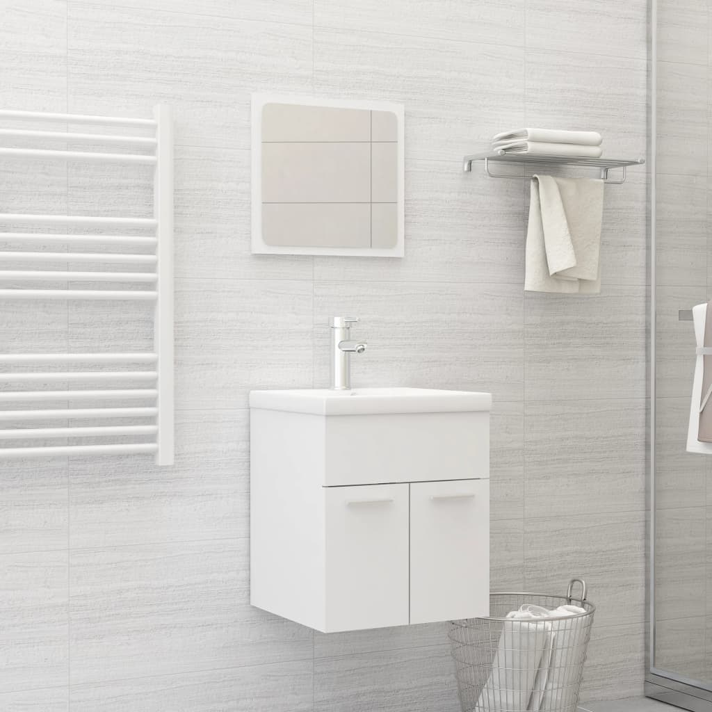 Bathroom Furniture Set | White | Engineered wood, Ceramic | Compact