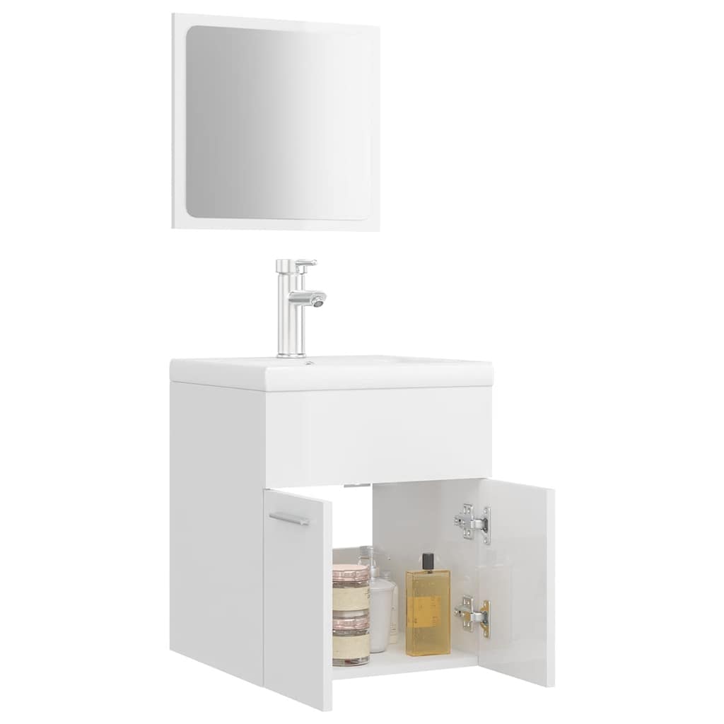 Bathroom Furniture Set | High gloss white | Engineered wood, Ceramic