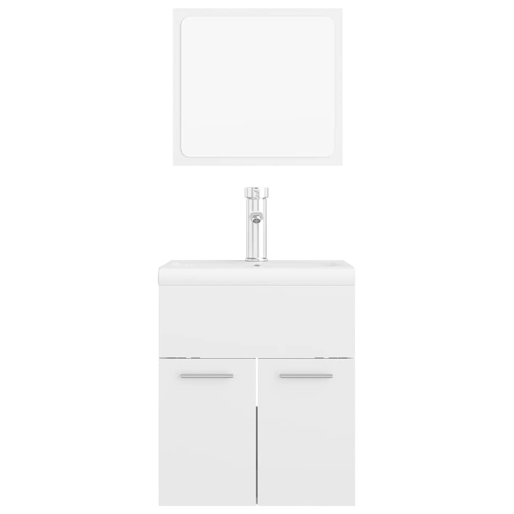 Bathroom Furniture Set High Gloss White Engineered Wood
