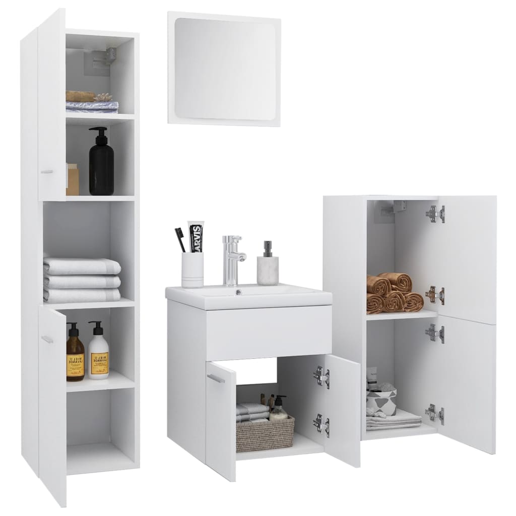 Bathroom Furniture Set | White | Engineered wood, acrylic, ceramic