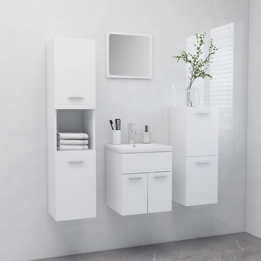 Bathroom Furniture Set | White | Engineered wood, acrylic, ceramic