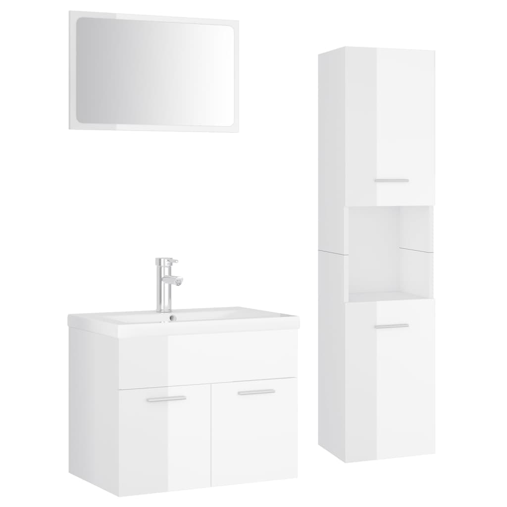 vidaXL Bathroom Furniture Set High Gloss White Engineered Wood